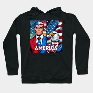 America: 4th of July Patriotic USA Man and Eagle Hoodie